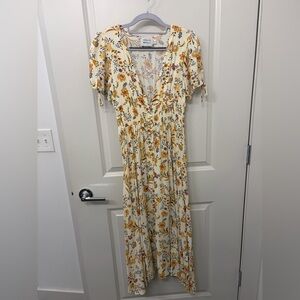 Hello Molly Cream Maxi Dress with Yellow Floral Print
